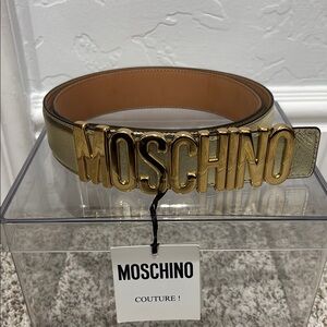 Moschino Gold Leather Belt